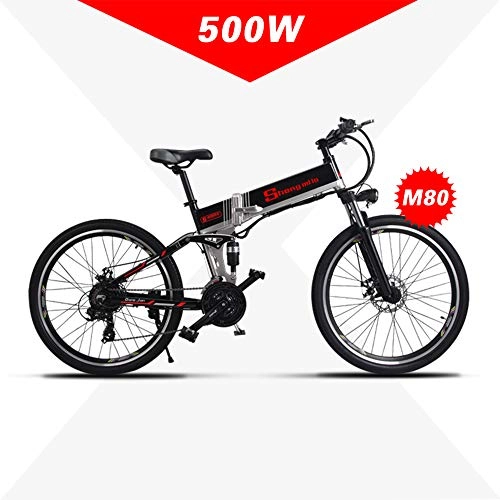 Electric Mountain Bike : XXCY m80+ 500W 48V12.8AH Electric Mountain Bike Full Suspension 21Speeds (black)