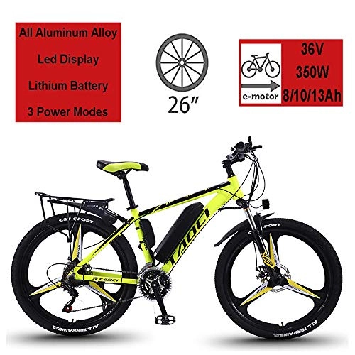 Electric Mountain Bike : YDYG 26" Electric Bike for Adults, Electric Bicycle / Commute Ebike with 350W Motor, 36V 8Ah / 10Ah / 13Ah Battery, Professional 21 Speed Transmission Gears Mountain Bike, Yellow, 36V13AH