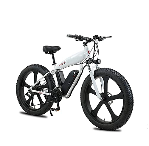 Electric Mountain Bike : YIZHIYA Electric Bike, 26" Adults Electric Mountain Bicycle, Fat tire snow electric vehicle, Professional 27 Speed Magnesium alloy E-bike, Removable Lithium Battery, White, 36V350W 10AH