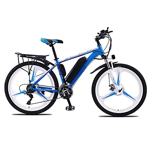 Electric Mountain Bike : YIZHIYA Electric Bike, 26" Magnesium Alloy Electric Mountain Bicycle for Adults, Professional 27 Speed All Terrain E-bike, Front and rear mechanical disc brakes, White blue, 36V 13AH