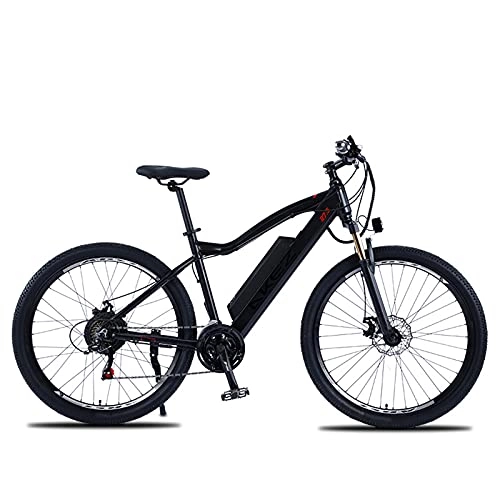 Electric Mountain Bike : YIZHIYA Electric Bike, 27.5" Electric Mountain Bike for Adults, Lightweight aluminum alloy Professional 21 Speed Gears Variable Speed E-bike, Front and Rear Double Disc Brakes, Black, 48V 500W 10AH