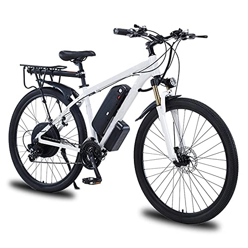 Electric Mountain Bike : YIZHIYA Electric Bike, 29" Adults Electric Mountain Bicycle, 21 Speed Removable Lithium Battery E-bike, 48V 13Ah 1000W Motor, Double Disc Brakes City Commute Ebike, White