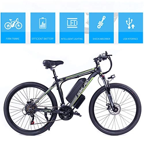 Electric Mountain Bike : YMhome 26 Inch 48V Mountain Electric Bikes for Adult 350W Cruise Control Urban Commuting Electric Bicycle Removable Lithium Battery, Full Suspension MTB Bikes, Black Green