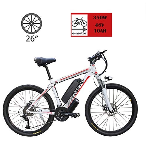 Electric Mountain Bike : YMhome 26 Inch 48V Mountain Electric Bikes for Adult, 350W Cruise Control Urban Commuting Electric Bicycle Removable Lithium Battery, Red