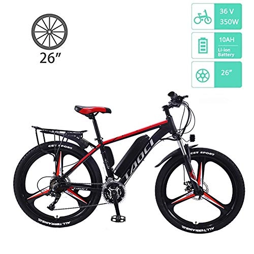 Electric Mountain Bike : YMhome 26 Inch Electric Bicycle 350W Mountain Bike 36V 10Ah Removable Lithium Battery Front & Rear Disc Brake Bike Electric Bike with 21-Speed Shimano, Black Red