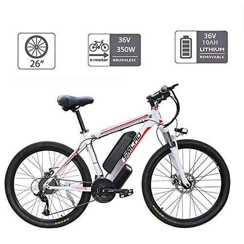 Electric Mountain Bike : YMhome Electric Bicycles for Adults, 360W Aluminum Alloy Ebike Bicycle Removable 48V / 10Ah Lithium-Ion Battery Mountain Bike / Commute Ebike, Black Red