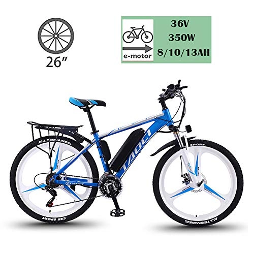 Electric Mountain Bike : YMhome Electric Bikes for Adult, Magnesium Alloy Ebikes Bicycles All Terrain, 26" 36V 350W Removable Lithium-Ion Battery Mountain Ebike for Mens, black blue, 10AH