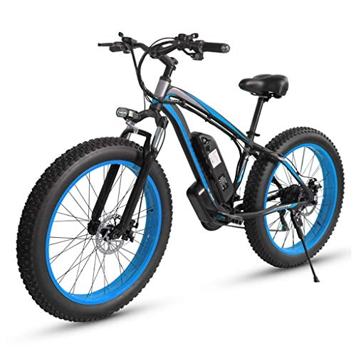 Electric Mountain Bike : YUN&BO Electric Bicycle, Aluminum Alloy Beach Snow Bicycle with 15AH Lithium Battery, 26 * 4.0 Inch Big Tire Lightweight Ebike Bicycle for Teens And Adults, Blue
