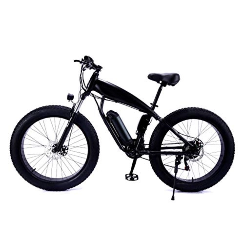 Electric Mountain Bike : YUN&BO Electric Mountain Snow Bike, 26-Inch 5 Speed Fat Tire E-Bike with 36V 8AH Lithium Battery, Lightweight Bicycle Off-Road Bike for Teens and Adults, Black