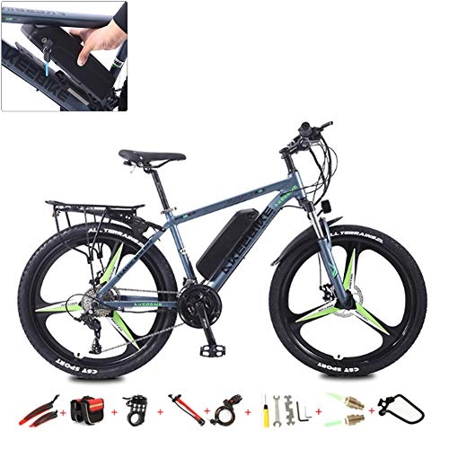 Electric Mountain Bike : YXYBABA 26 Inch 350W Electric Bike Cruise Control Electric Bicycle 350W 36V 13Ah Detachable Battery Electric Bicycle 27 Speed Gear And Three Working Modes, Gray