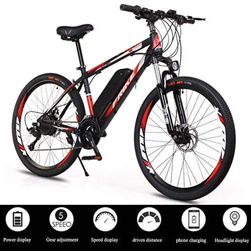 Electric Mountain Bike : YXYBABA 26 Inch Electric Bicycle with Dual Disc Brakes 250W High Carbon Steel Ebike Bicycle Removable 36V / 8Ah Lithium-Ion Battery Mountain Bike / Commute Ebike, Black red