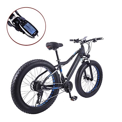 Electric Mountain Bike : YZT QUEEN Electric Bikes, 27-Speed Adult Aluminum Alloy Mountain Gold Bicycle Thick Wheel Snowmobile, 26" 36V 10AH 350W Hidden Removable Lithium Battery Bicycle, Black