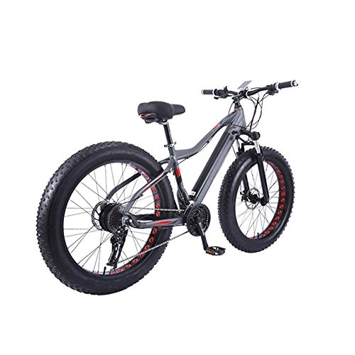 Electric Mountain Bike : YZT QUEEN Electric Bikes, 27-Speed Adult Aluminum Alloy Mountain Gold Bicycle Thick Wheel Snowmobile, 26" 36V 10AH 350W Hidden Removable Lithium Battery Bicycle, Gray