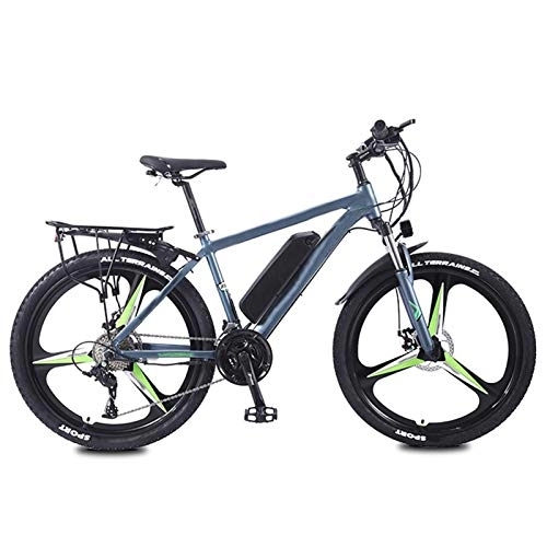 Electric Mountain Bike : YZT QUEEN Electric Bikes, 27-Speed Electric Mountain Bike Adult Mountain Bike, Magnesium Alloy Three-Knife Integrated Wheel, 26 Inch 36V 350W Removable Lithium Battery Electric Bike, Green, 36V10AH