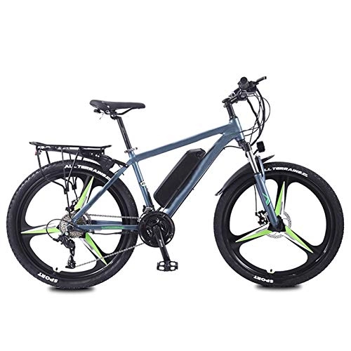 Electric Mountain Bike : YZT QUEEN Electric Bikes, 27-Speed Electric Mountain Bike Adult Mountain Bike, Magnesium Alloy Three-Knife Integrated Wheel, 26 Inch 36V 350W Removable Lithium Battery Electric Bike, Green, 36V13AH