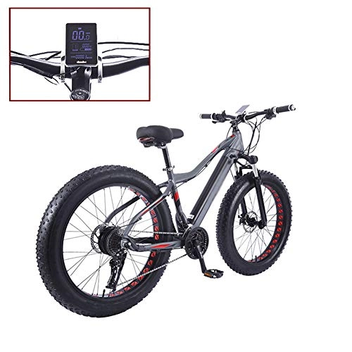 Electric Mountain Bike : YZT QUEEN Electric Bikes, Adult Aluminum Alloy Bicycle Mountain Bike Thick Wheel Snowmobile, 26" 36V 10AH Hidden Removable Lithium-Ion Battery 27 Speed Variable Speed Bicycle, Gray