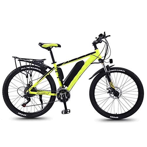 Electric Mountain Bike : YZT QUEEN Electric Bikes, Adult Magnesium Alloy Bicycle All-Terrain Off-Road Vehicle 27 Speed, 26 Inch 36V 350W Mobile Lithium Ion Battery Mountain Bike, Yellow, 36V13AH