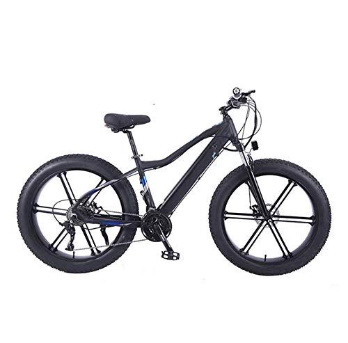 Electric Mountain Bike : YZT QUEEN Electric Bikes, Aluminum Alloy Mountain Gold Bicycle Thick Wheel Snow Bicycle 27 Speed, 26"36V 10AH 350W Hidden Removable Lithium Battery Bicycle, Black