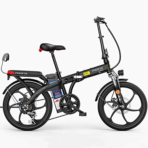 Electric Mountain Bike : ZBB Electric Bicycle 20 Inches Folding Electric Mountain Bike for Adult with Removable 48V Lithium-Ion Battery E-bike 250W Powerful Motor, 7 Speed Shifter, Black, 65to70KM