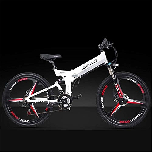 Electric Mountain Bike : ZDDOZXC KB26 21 Speed Folding Electric Bicycle, 48V 10.4Ah Lithium Battery, 350W 26 Inch Mountain Bike, 5 Level Pedal Assist, Suspension Fork
