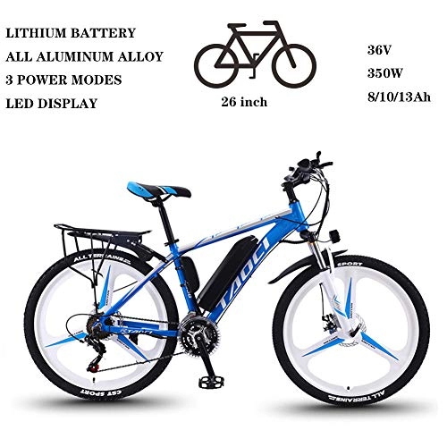 Electric Mountain Bike : ZFY 36V 350W Removable Lithium-Ion Battery Mountain Ebikeelectric Bike Adult Electric Bicycle Aluminum Alloy Bike Outdoor Ebike, Blue-8AH50km