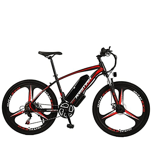 Electric Mountain Bike : ZGZFEIYU Mountain Bike, 26-inch / 27.5-inch Electric Bicycle, 21-speed Two-wheel Mountain Bike with 36 V Lithium Battery-Six couteau rond noir rouge||26 pouces 36V350W8AH