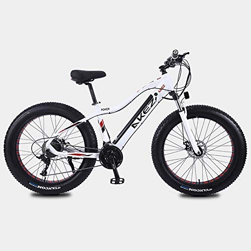Electric Mountain Bike : ZHXH Factory Outlet 26 Inch 27 Speed Electric Snow Bike Beach Fat Tire Aluminum Alloy Electric Bicycle 10Ah Lithium Battery Ebike, 01