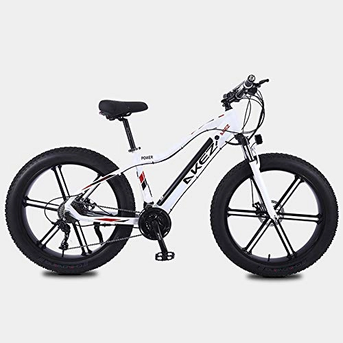 Electric Mountain Bike : ZHXH Factory Outlet 26 Inch 27 Speed Electric Snow Bike Beach Fat Tire Aluminum Alloy Electric Bicycle 10Ah Lithium Battery Ebike, 04
