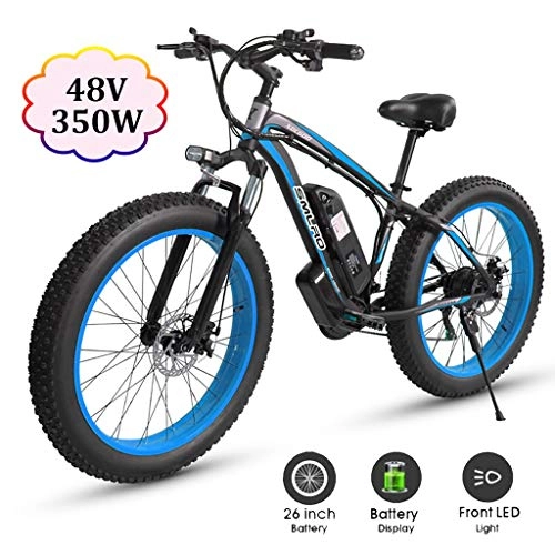 Electric Mountain Bike : ZJGZDCP E-bike Bike Mountain Bike Electric Bike with 21-speed Shimano Transmission System 350W 10 / 15AH 48V Lithium-ion Battery 26inch City Bicycle (Color : Blue, Size : 350W-15Ah)