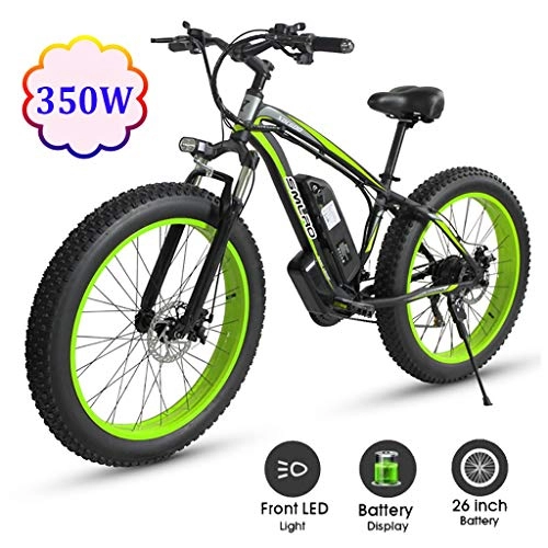 Electric Mountain Bike : ZJGZDCP Electric Mountain Bike Electric Bike for Adults 10Ah 350W With Shimano 21 Speed LED Display 26inch Tire Suitable For Men Women City Commuting (Color : Green, Size : 350W-10Ah)