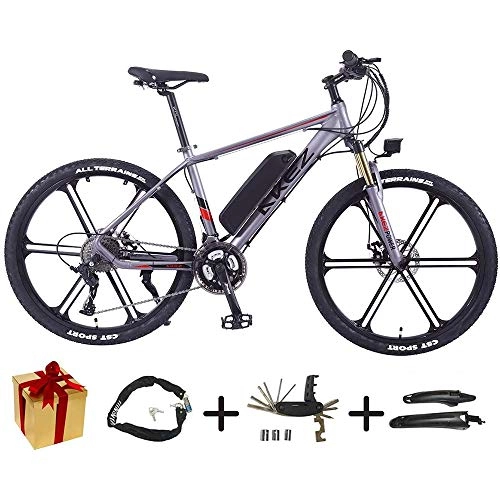 Electric Mountain Bike : ZLZNX E-Bike, E-Mountain Bike - 27-Speed, 26-Inch, 350-W Motor, 30 Km / H, Interchangeable Lithium Battery, Suitable For All Terrain, Men'S E-Bike Trekking, Gray, 35KM