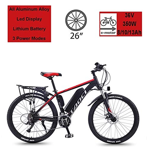 Electric Mountain Bike : ZLZNX Electric Bikes for Adult, Magnesium Alloy Ebikes Bicycles All Terrain, 26" 36V 350W 13Ah Removable Lithium-Ion Battery Mountain Ebike for Mens, A, 8AH21Speed