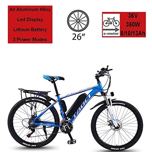 Electric Mountain Bike : ZLZNX Electric Bikes for Adult, Magnesium Alloy Ebikes Bicycles All Terrain, 26" 36V 350W 13Ah Removable Lithium-Ion Battery Mountain Ebike for Mens, B, 13AH30Speed