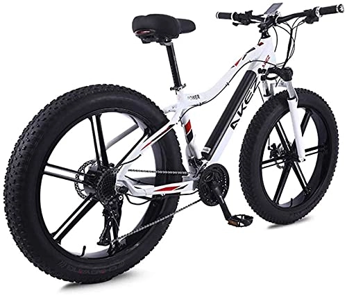 Electric Mountain Bike : ZMHVOL Ebikes, Electric Bicycle 26'' Bike Mountain for Adult with Large Capacity Lithium-Ion Battery 36V 350W 10Ah Battery Capacity And Three Working Modes ZDWN (Color : White)