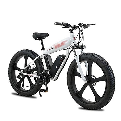 Electric Mountain Bike : ZWHDS 26 inch electric bike - 350W 36V snow bike 4.0 fat tire E-bike lithium battery mountain bike (Color : White)