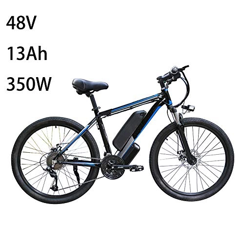 Electric Mountain Bike : ZXL 26" Electric Bycicles for Men, Ip54 Waterproof Adult Electric Mountain Bike, with Removable 48V 13Ah Lithium-ion Battery for Adults, 21 Speed Shifter Electric Bike, Black blue