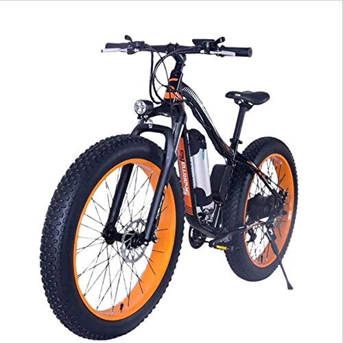 Electric Mountain Bike : ZXL Electric Bike 26 inch E-Bike, 10Ah 48V Lithium-Ion Battery 21-Speed Electric Bike 350W Stable Brushless Motor and Professional Gear Folding Electric Bike (), Orange
