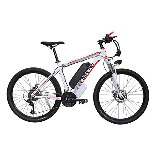 Electric Mountain Bike : ZZQ Electric Mountain Bike 350 / 500W 26'' Electric Bicycle with Removable 48V Lithium-Ion Battery 21 Speed Shifter, whitered