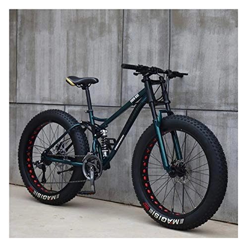 Fat Tyre Mountain Bike : 24 / 26 Inch Mens Fat Tire Mountain Bike, Beach Snow Bikes, Double Disc Brake Cruiser Bicycle, Lightweight High-Carbon Steel Frame, Ultra-Wide 4.0 Big Tires Aluminum Alloy Wheels, Six Colors Available
