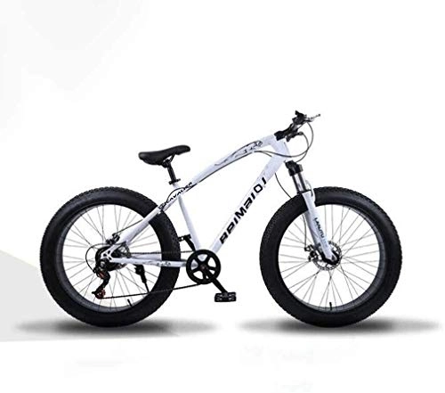 Fat Tyre Mountain Bike : 24 Inch Fat Tire Hardtail Mountain Bike, Adult Mountain Bicycle, Dual Suspension Frame And Suspension Fork All Terrain Mountain Bicycle, (Color : White spoke, Size : 24 speed)