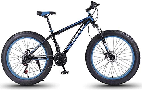 Fat Tyre Mountain Bike : 24 Speed Mountain Bike, Adults 27.5 Inches of Fat Mountain Bike, Steel Frame with High Carbon Content, Unisex Mountain Bikes, Blue, Blue