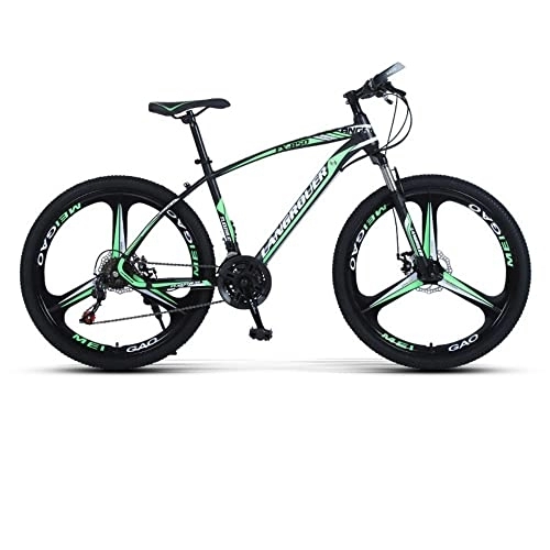 Fat Tyre Mountain Bike : 24“ Thick Wheel Mountain Bike, 24 Speed Bicycle, Adult Fat Tire Mountain Trail Bike, Fat Tyre, High-carbon Steel Frame Dual Full Suspension Dual Disc Brake (Black green1)