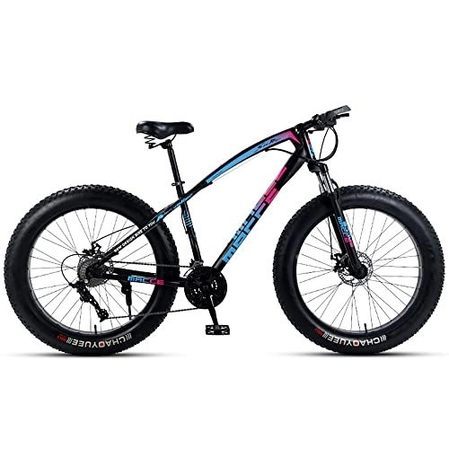 Fat Tyre Mountain Bike : 26 * 4.0 Inch Thick Wheel Mountain Bike, Adult Fat Tire Mountain Trail Bike, 7 / 21 / 24 / 27 / 30 Speed Mountain Bicycle With High Carbon Steel Frame Double Disc Brake, Men's Road Bike