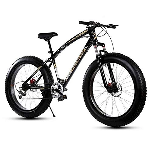 Fat Tyre Mountain Bike : 26 Inch Fat Tire Mountain Bike, Country Men's Hardtail 21 / 24 / 27 Speed Damping Mountain Bike With Adjustable Seat Double Suspension All Terrain Mountain Bike ( Color : Black , Size : 26-inch 24-speed )