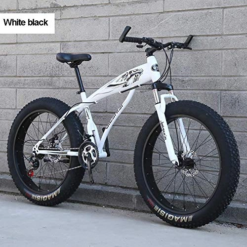 Fat Tyre Mountain Bike : 26 Inch Fat Tire Mountain Bike for Men Women, 27 Speed Dual Disc Brake MTB Bike with Front Suspension, Bicycle Adjustable Seat High-Carbon Steel Frame Snowmobile, F