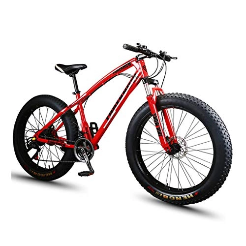 Fat Tyre Mountain Bike : 26 Inch Fat Tire Mountain Bike Gearshift Adjustable Seat Full suspension Disc brakes Hardtail-hybrid mountain bikes Adult Country Outroad Bicycles 21 / 24 / 27 Speed ( Color : Red , Size : 27 speed )