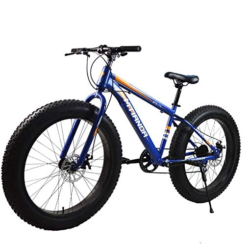 Fat Tyre Mountain Bike : 26 Inch Mountain Bike / Dual Disc Brake Variable Speed 4.0 Tire Aluminum Alloy Thickened Rim Snowmobile 7 Speed, Suitable For Adult Fat Man Woman Driving, Blue
