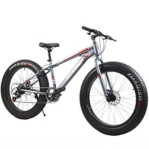 Fat Tyre Mountain Bike : 26 Inch Mountain Bike / Dual Disc Brake Variable Speed 4.0 Tire Aluminum Alloy Thickened Rim Snowmobile 7 Speed, Suitable For Adult Fat Man Woman Driving, White