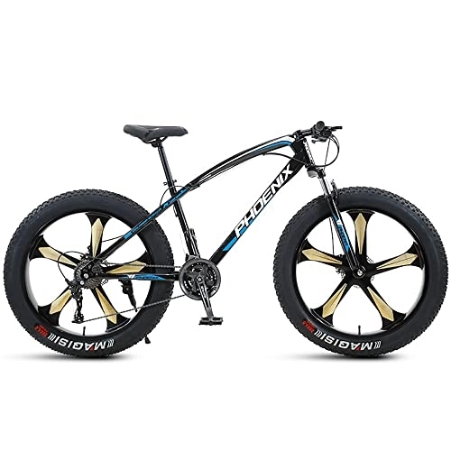 Fat Tyre Mountain Bike : 26 Inch Mountain Bikes, 21 / 24 / 27 / 30 Speed Bicycle, Adult Fat Tire Mountain Trail Bike, High-carbon Steel Frame Dual Full Suspension Dual Disc Brake 4.0 Inch Thick Wheel