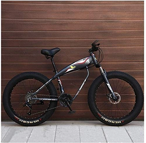 Fat Tyre Mountain Bike : 26 Inch Mountain Bikes, Fat Tire Hardtail Mountain Bike, Aluminum Frame Alpine Bicycle, Mens Womens Bicycle with Front Suspension (Color : Grey, Size : 21 Speed Spoke)